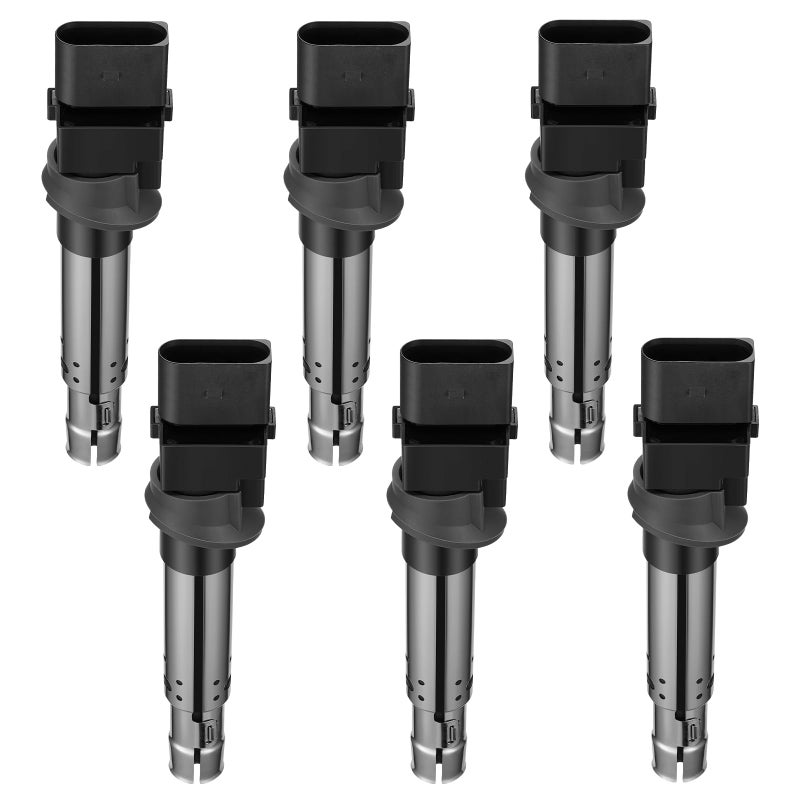 SYKRSS Set of 6 Ignition Coil Pack UF531 Compatible with Audi TT A3 Quattro Q7 VW Eos Passat Touareg R32 Cayenne 32L 36L V6 Replaces 5C1465 DQ50130 022905715 022905715 C1466 61050110